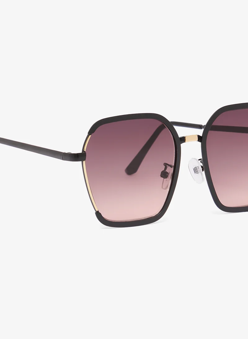 ELLA Black/Pink Oversized Geometric Polarized Sunglasses for Women | Best Price UAE